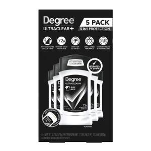 Degree Men UltraClear+ Antiperspirant Deodorant, Black & White, 2.7 oz, Value Pack of 5